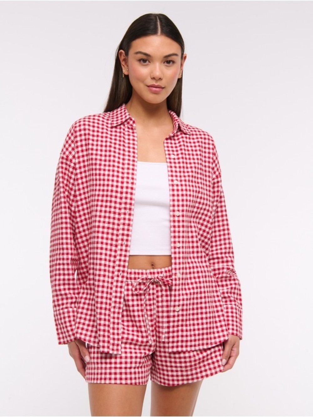 Abercrombie & Fitch Pink and White Gingham Button-Down Shirt